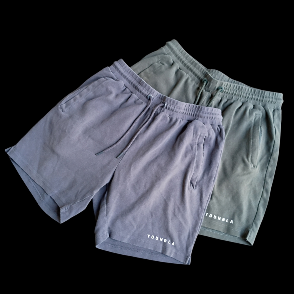 2 YoungLA Men's Casual Drawstring Shorts - Gray and Green Size XL